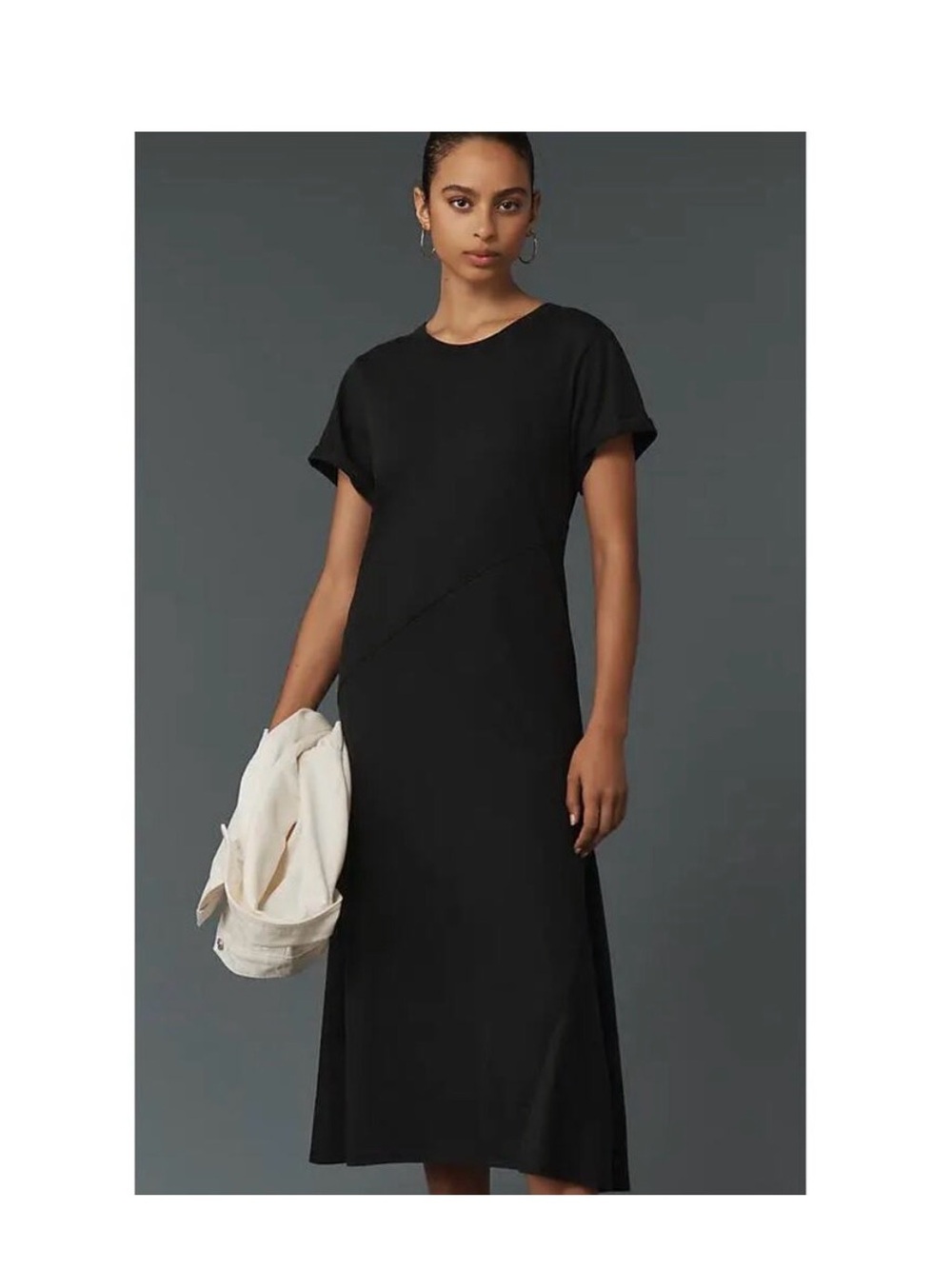 NATION Los Angeles LTD NWT Black Short-Sleeve Midi Dress - Classic Minimalist